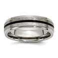 thumbnail image 1 of Titanium Polished and satin Black Accent 6mm Satin Polished Band Ring Size 7.5 Ring for Women and Men, 1 of 2