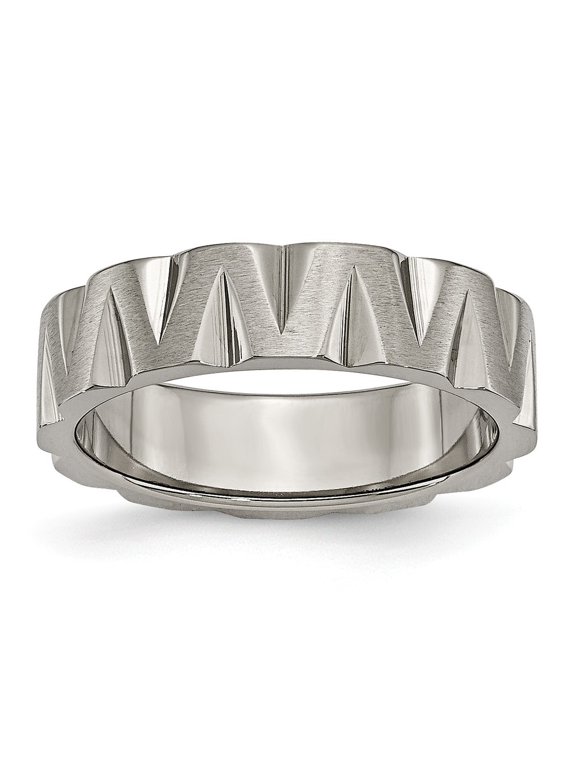 Titanium Notched 6mm Satin and Polised Band Ring - Size 10