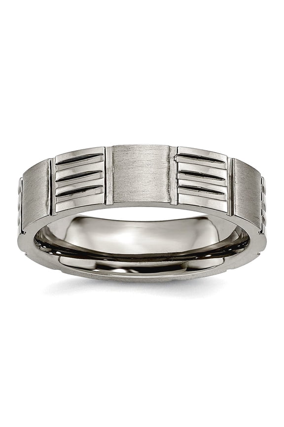 Titanium Polished and satin Notched 6mm Satin and Polished Band Ring Size 9.5 Ring for Women and Men