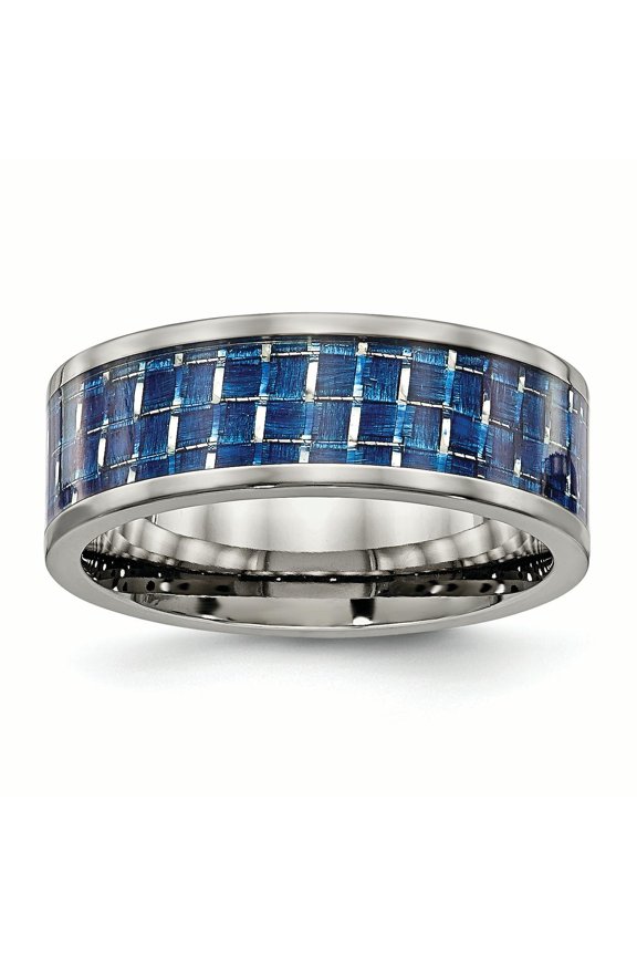 Titanium Polished w/ Blue Carbon Fiber Inlay Band