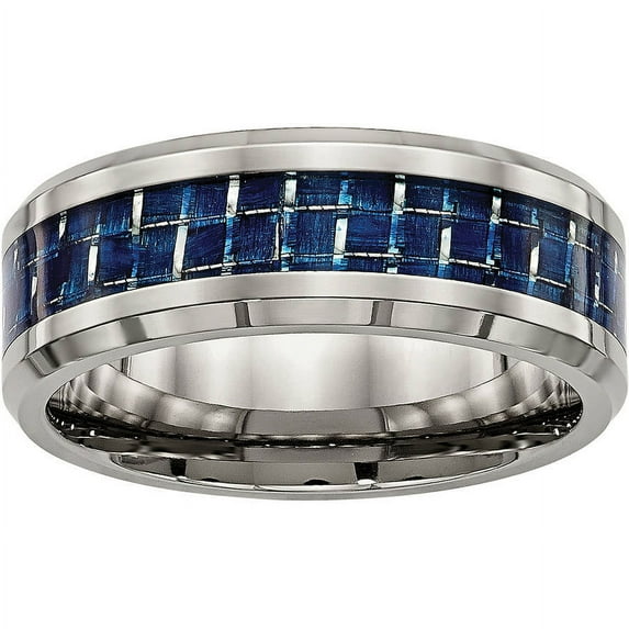 Titanium Polished w/ Blue Carbon Fiber Inlay Band