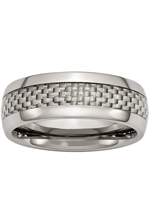Titanium Polished w/Grey Carbon Fiber Inlay 8mm Band