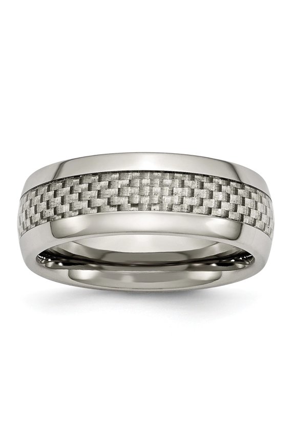 Titanium Polished w/Grey Carbon Fiber Inlay 8mm Band