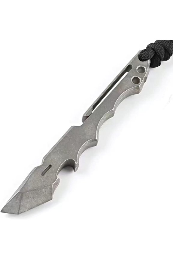 Titanium Pry Bar, Outdoor Multi-functional Pry Bar EDC Tools,Mini Pry Bar with Crowbar, Bottle Opener, Pocket Clip and Lanyard Hole/Grey