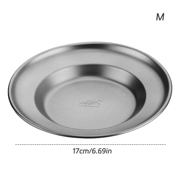 Titanium Purification Dinner Plate, Stainless Steel Outdoor Plate, Antibacterial and Shatterproof, for Camping Party Event, Easy to Clean and Portable.