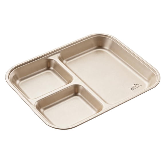 Titanium Purification Serving Plate Patterned Divided Tray, 3/4/5 Compartment Stainless Steel Plate for Portion Control, Picnic & Cafeteria (3 Compartments 1 Pcs)