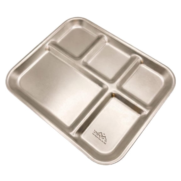 Titanium Purified Korean Patterned Serving Plate 3 4 5 Compartments Stainless Steel Portion Control Tray Heavy Duty Antibacterial Smooth Edge For Picnic Cafeteria Diet
