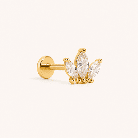ChicBianca Crown Threadless Flat Back Earring, 16G Titanium Push In