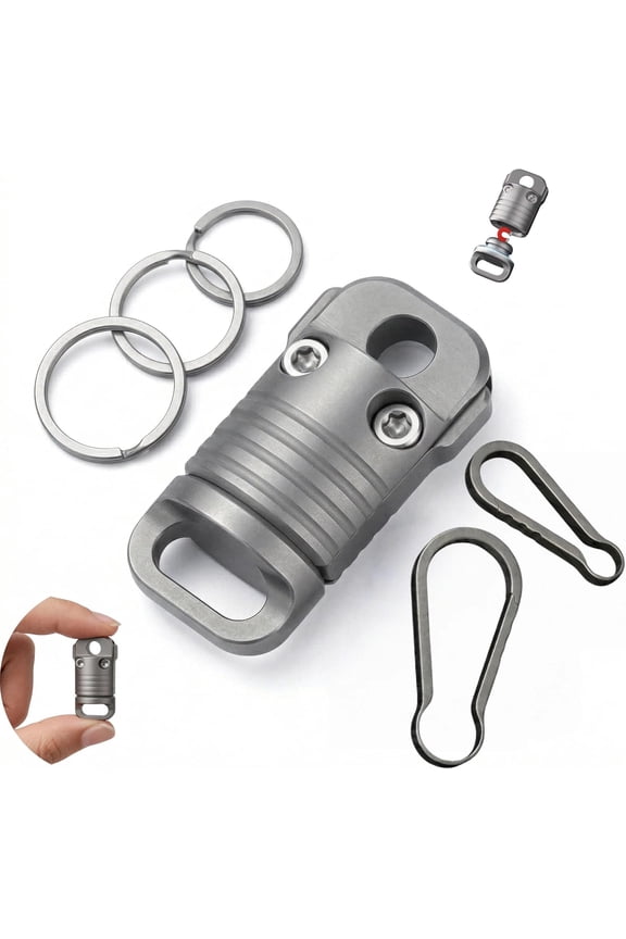 Titanium Quick Release Keychain, Magnetic Key Ring for Car Keys | Titanium alloy; triple-lock anti-drop; 360 anti-tangle swivel; 5-piece EDC set; detachable clip for car keys & pet leash