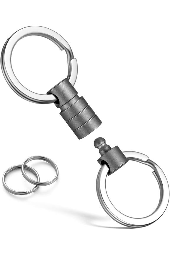 Titanium Quick Release Swivel Keychain, Pull Apart Detachable Keychain Heavy Duty Car Key Holder with 4 Key Rings-(Anti-fall/Grey-1pcs)