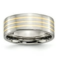 thumbnail image 1 of Titanium Real 14kt Yellow Inlay Flat 8mm Polished Band Size: 10; for Adults and Teens; for Women and Men, 1 of 6
