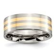 thumbnail image 1 of Titanium Real 14kt Yellow Inlay Flat 8mm Polished Band Size: 6; for Adults and Teens; for Women and Men, 1 of 6