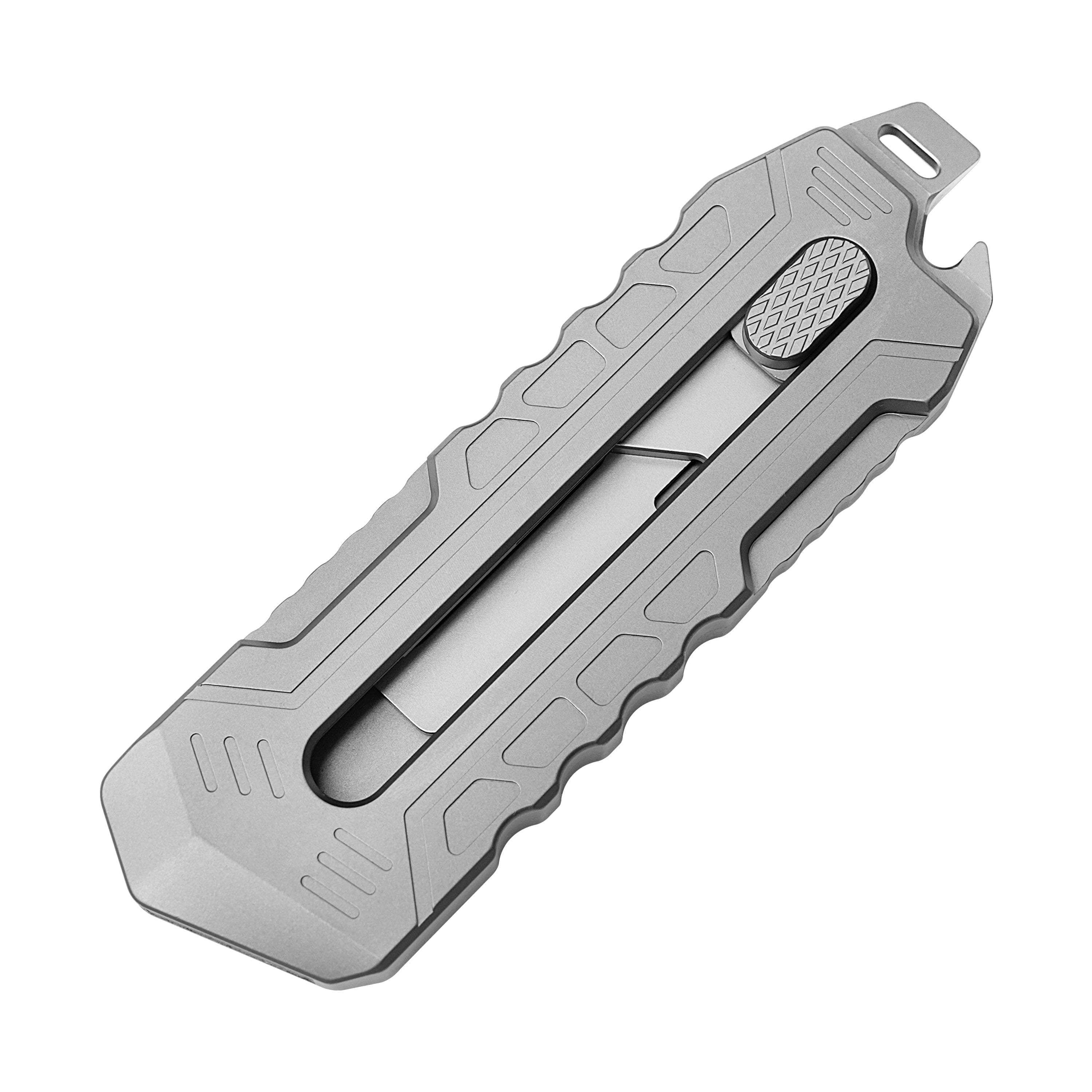 Titanium Retractable Pocket Knife 6 inch Utility Knife with 10pcs Carbon Steel Blades