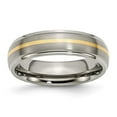 thumbnail image 1 of Titanium Ridged Edge 14k Yellow Inlay 6mm Brushed/Polished Band, 1 of 7