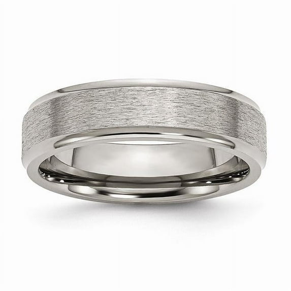 Titanium Ridged Edge 6 mm Satin & Polished Band - Size 7