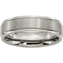 Titanium Ridged Edge 6mm Brushed and Polished Band
