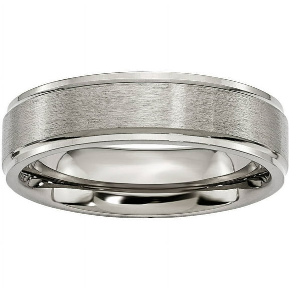 Titanium Ridged Edge 6mm Brushed and Polished Band