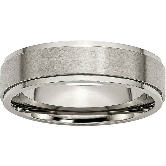 Titanium Ridged Edge 6mm Brushed and Polished Band