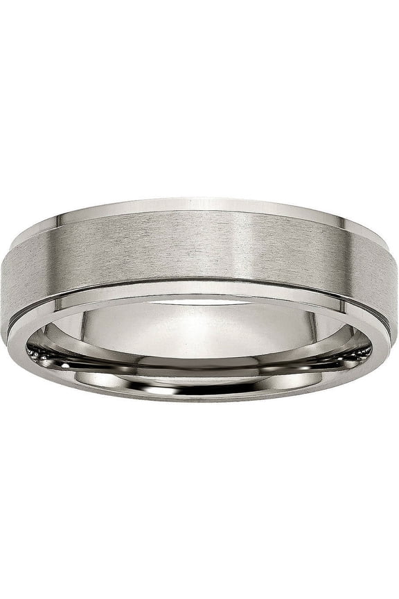 Titanium Ridged Edge 6mm Brushed and Polished Band