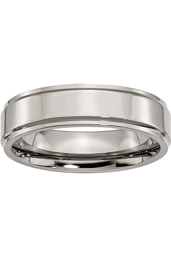 Titanium Ridged Edge 6mm Polished Band