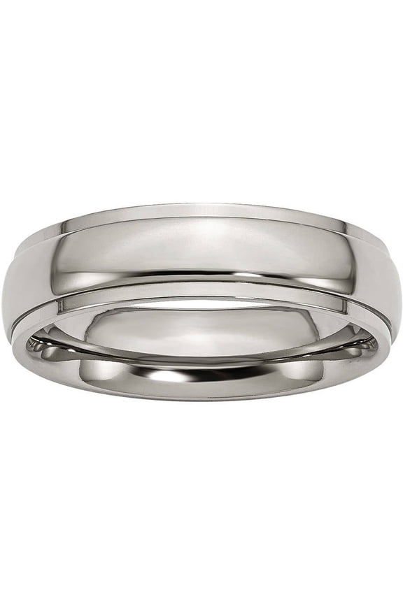 Titanium Ridged Edge 6mm Polished Band