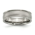 thumbnail image 1 of Titanium Ridged Edge 6mm Satin and Polished Band Ring - Size 5.5, 1 of 2