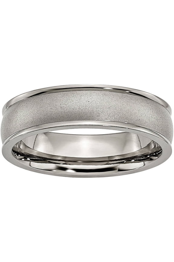 Titanium Ridged Edge 6mm Satin and Polished Band