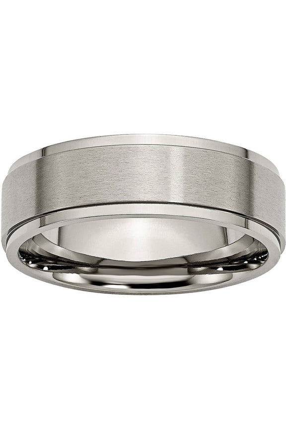 Titanium Ridged Edge 7mm Brushed and Polished Band