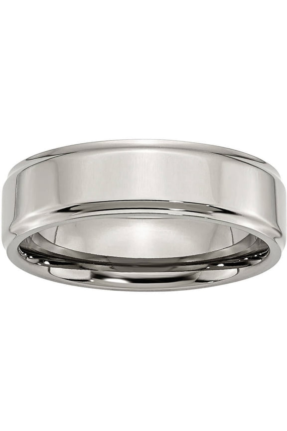 Titanium Ridged Edge 7mm Polished Band
