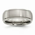 thumbnail image 1 of Titanium Ridged Edge 8mm Brushed Polished Band Ring Size 15, 1 of 2