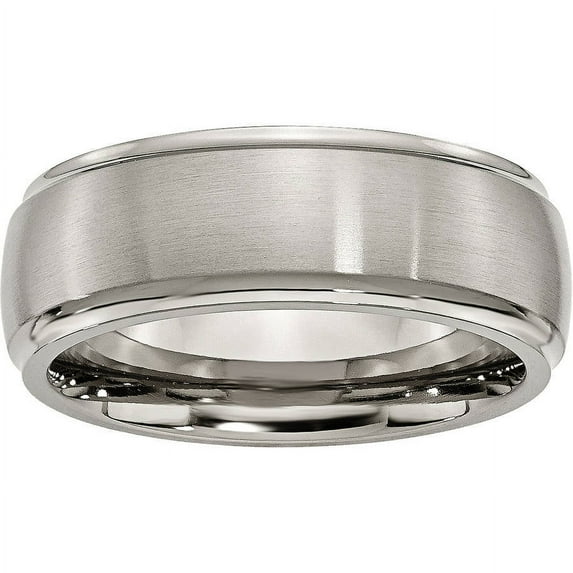 Titanium Ridged Edge 8mm Brushed and Polished Band