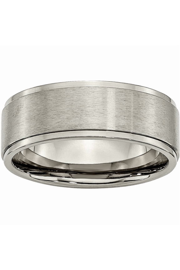 Titanium Ridged Edge 8mm Brushed and Polished Band
