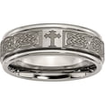 thumbnail image 1 of Titanium Ridged Edge 8mm Laser Design Brushed & Polished Band, 1 of 9