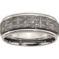thumbnail image 1 of Titanium Ridged Edge 8mm Laser Design Brushed & Polished Band, 1 of 9