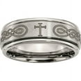 thumbnail image 1 of Titanium Ridged Edge 8mm Laser Design Brushed & Polished Band, 1 of 9