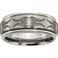 thumbnail image 1 of Titanium Ridged Edge 8mm Laser Design Brushed & Polished Band, 1 of 9