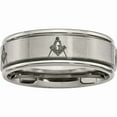 thumbnail image 1 of Titanium Ridged Edge 8mm Laser Design Brushed & Polished Band, 1 of 9