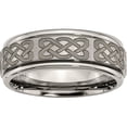 thumbnail image 1 of Titanium Ridged Edge 8mm Laser Design Brushed & Polished Band, 1 of 9