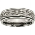 thumbnail image 1 of Titanium Ridged Edge 8mm Laser Design Brushed & Polished Band, 1 of 9