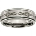 thumbnail image 1 of Titanium Ridged Edge 8mm Laser Design Brushed & Polished Band, 1 of 9