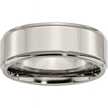 Titanium Ridged Edge 8mm Polished Band