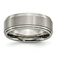 thumbnail image 1 of Titanium Ridged Edge 8mm Satin and Polished Band Ring - Size 15, 1 of 2