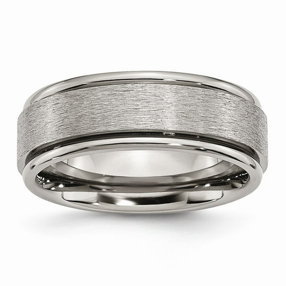 Titanium Ridged Edge 8mm Satin and Polished Band S:12