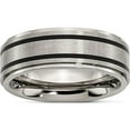 thumbnail image 1 of Titanium Ridged Edge Black Rubber 8mm Brushed/Polished Band (Size 8.5) Made In China tb146-8.5, 1 of 5