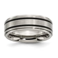 thumbnail image 1 of Titanium Ridged Edge Black Rubber 8mm Brushed/Polished Band, 1 of 6