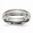thumbnail image 1 of Titanium Ridged Edge Sterling Silver Inlay 6mm Brushed/Polished Band, 1 of 5