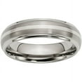 thumbnail image 1 of Titanium Ridged Edge Sterling Silver Inlay 6mm Brushed/Polished Band, 1 of 7