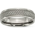 thumbnail image 1 of Titanium Ridged Edge Weave Design 6mm Polished Band (Size 13) Made In United States tb143-13, 1 of 5