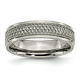 thumbnail image 1 of Titanium Ridged Edge Weave Design 6mm Polished Band, 1 of 6