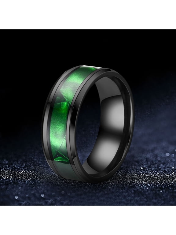 Titanium Rings 0.315 Inch Abalone Shell Wedding Bands Comfort Fit Matte, Frosted Silk Pattern Inlaid Rhinestone Ring for Women Men, Exquisite Stainless Steel Fashion Jewelry Ring